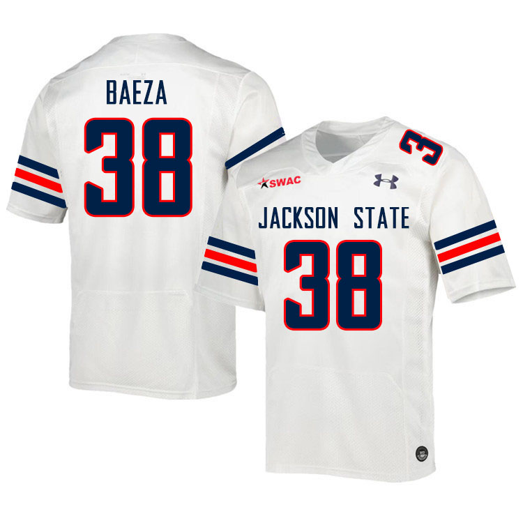 Jackson State Tigers #38 Gerardo Baeza College Football Jerseys,Uniforms-White